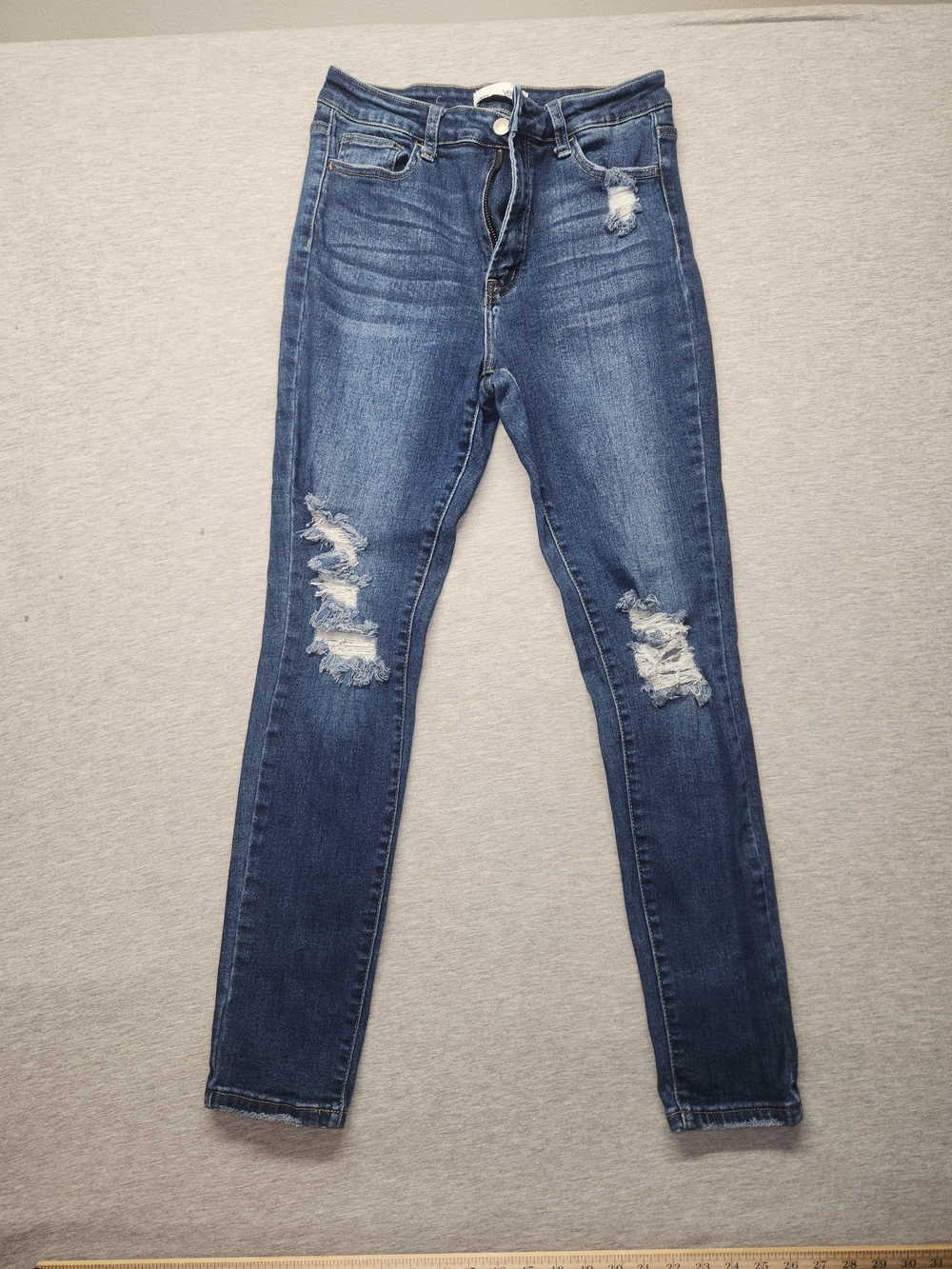 Vervet Ripped Dark Blue Skinny Jeans - Slim Fit